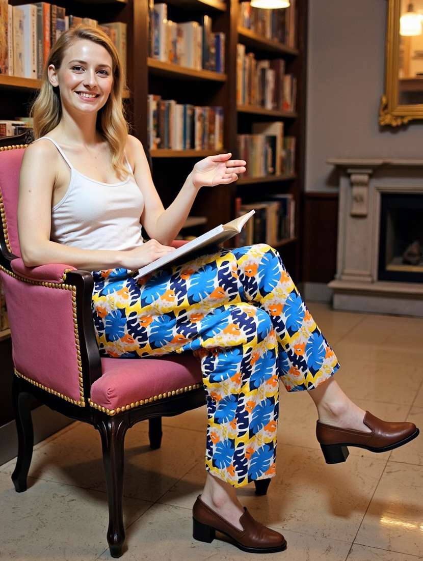 women printed high rise straigh trouser - 21968576 - Standard Image - 3
