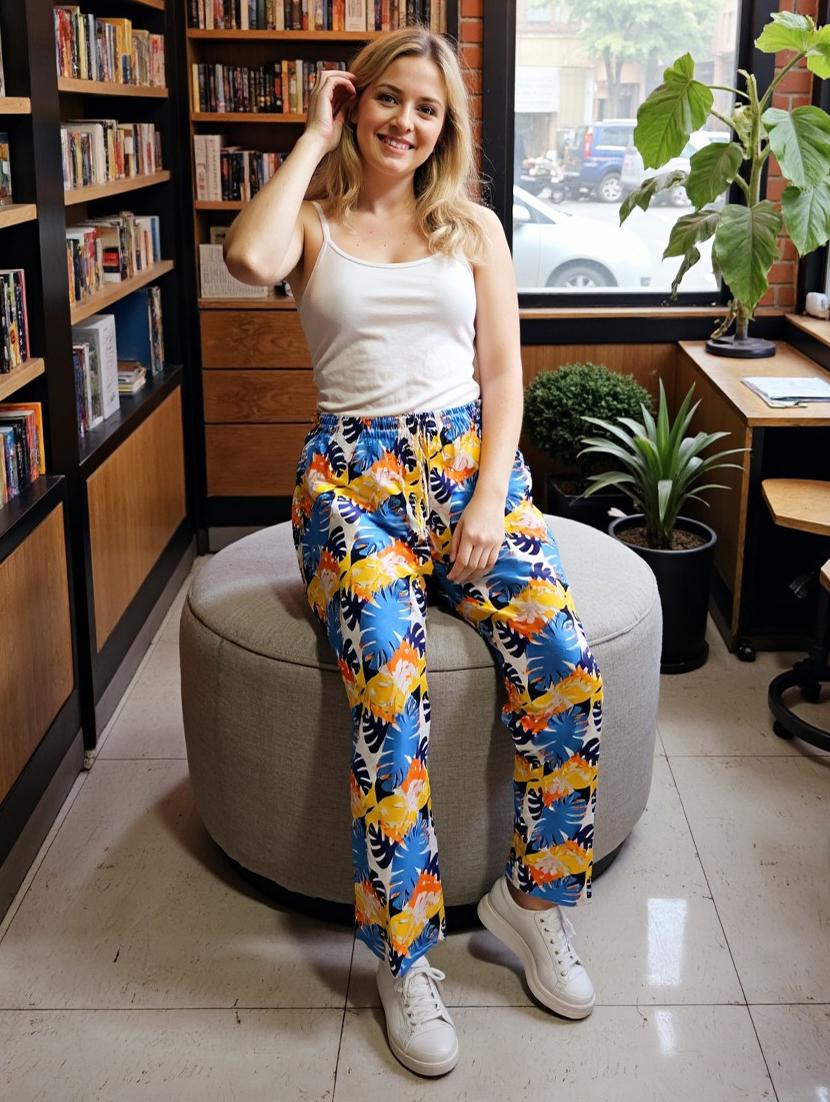 women printed high rise straigh trouser - 21968576 - Standard Image - 5