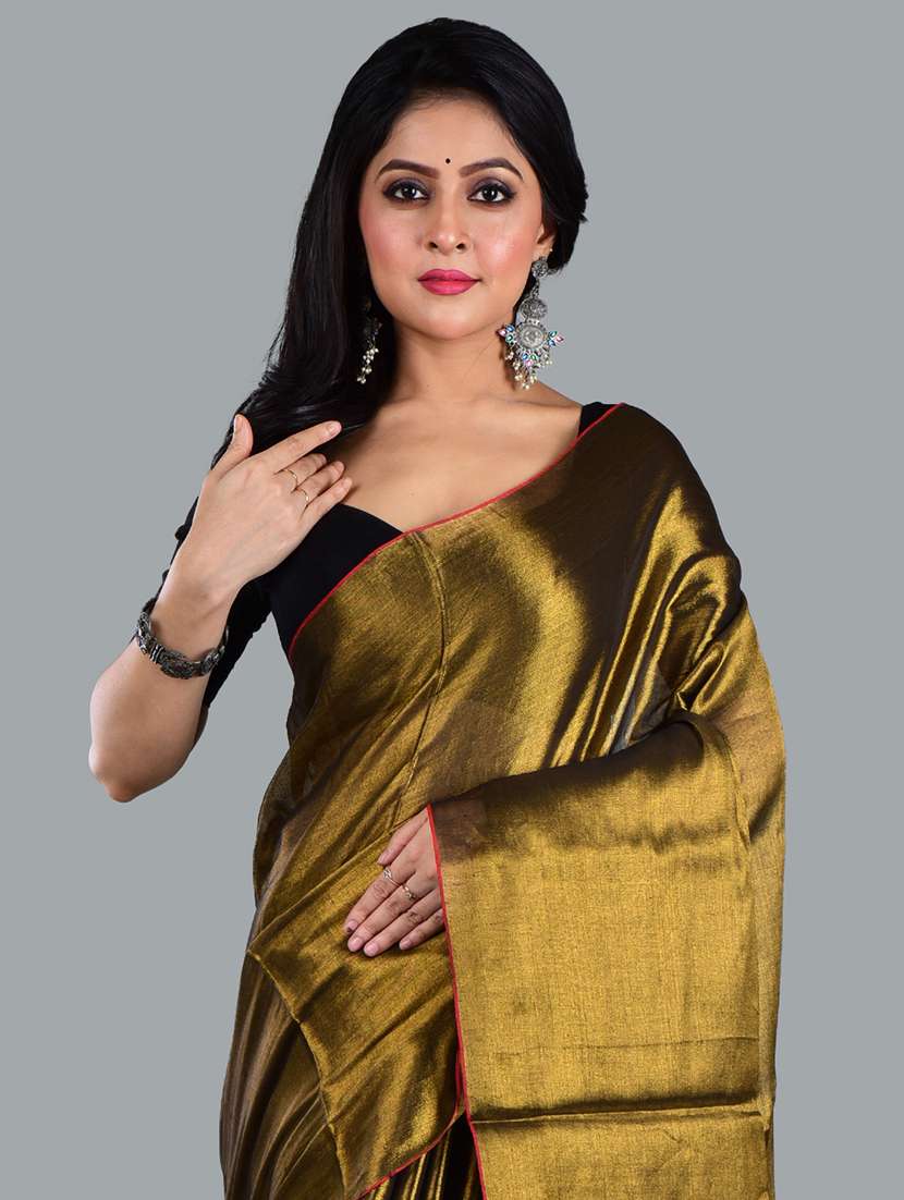 women solid plain saree with blouse - 21968594 -  Standard Image - 3