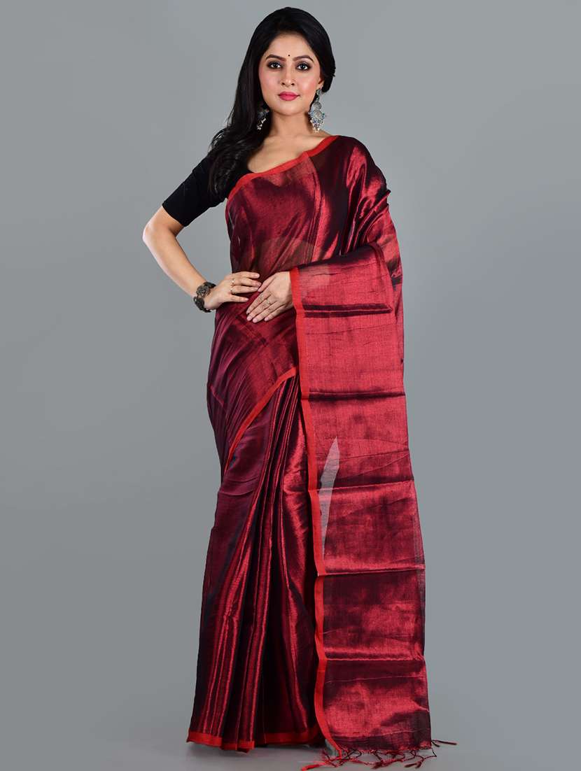 women solid plain saree with blouse