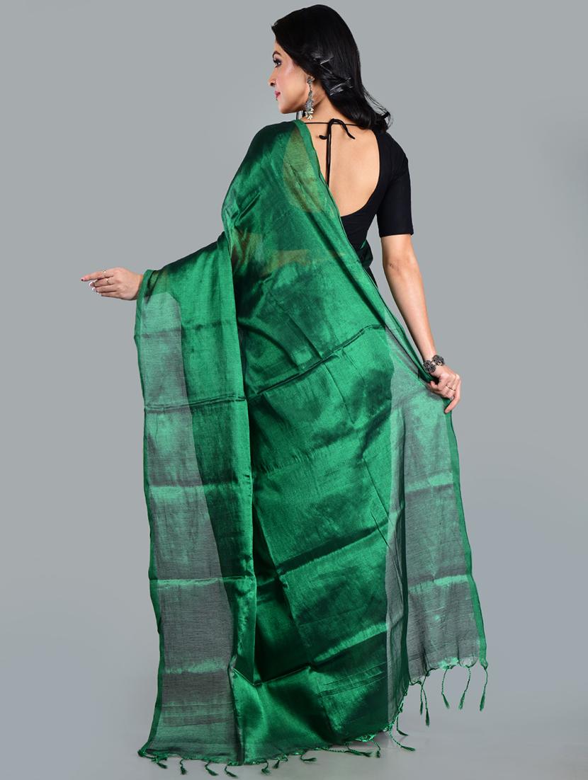 women solid plain saree with blouse - 21968597 - Standard Image - 3