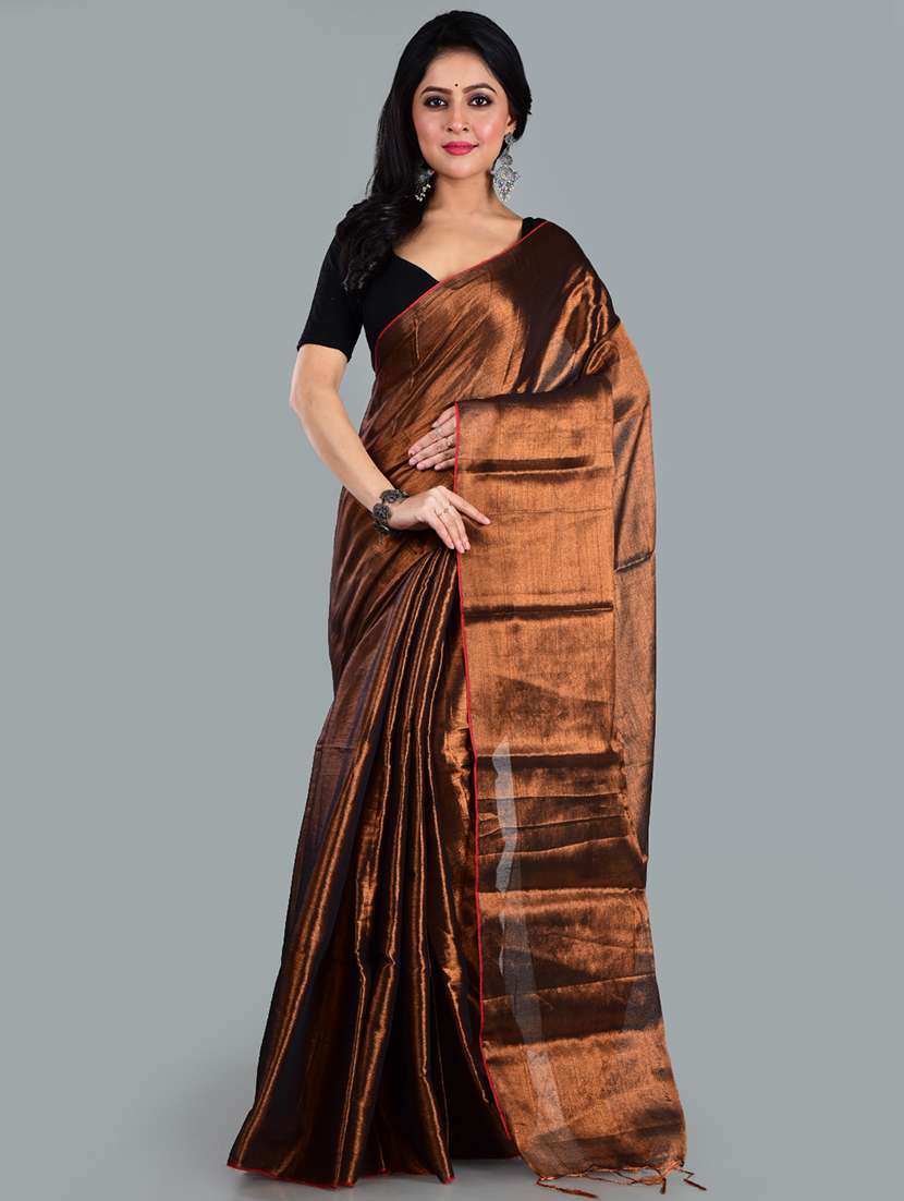 women solid plain saree with blouse