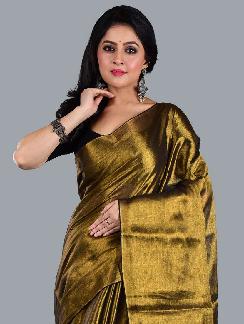 women solid plain saree with blouse - 21968600 -  Standard Image - 3