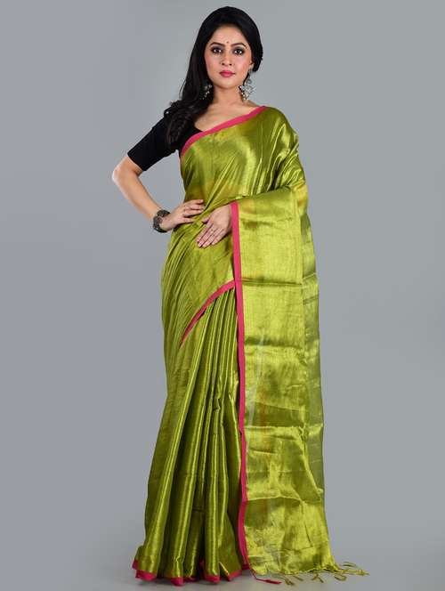 women solid plain saree with blouse - 21968601 -  Standard Image - 0