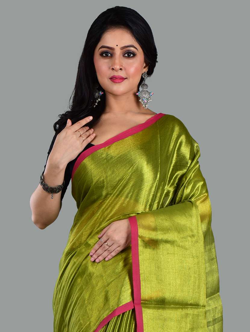 women solid plain saree with blouse - 21968601 -  Standard Image - 3