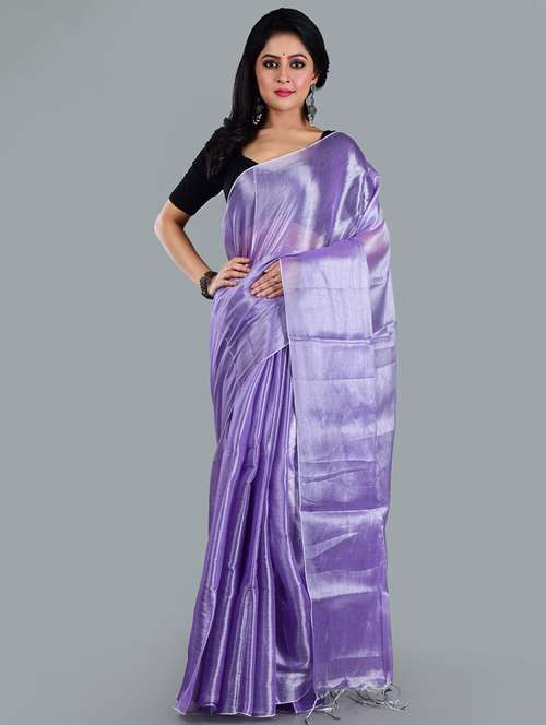 women solid plain saree with blouse - 21968603 -  Standard Image - 0