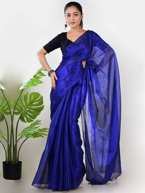 women solid plain saree with blouse - 21968604 - Standard Image - 0