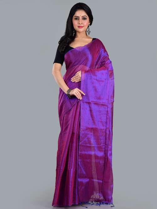 women solid plain saree with blouse - 21968605 -  Standard Image - 0