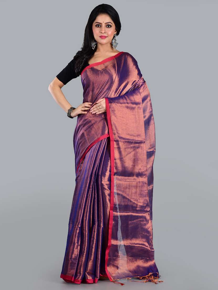 women solid plain saree with blouse