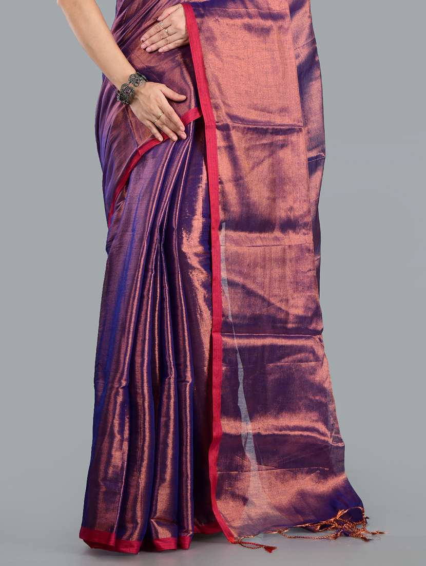 women solid plain saree with blouse - 21968607 - Standard Image - 3