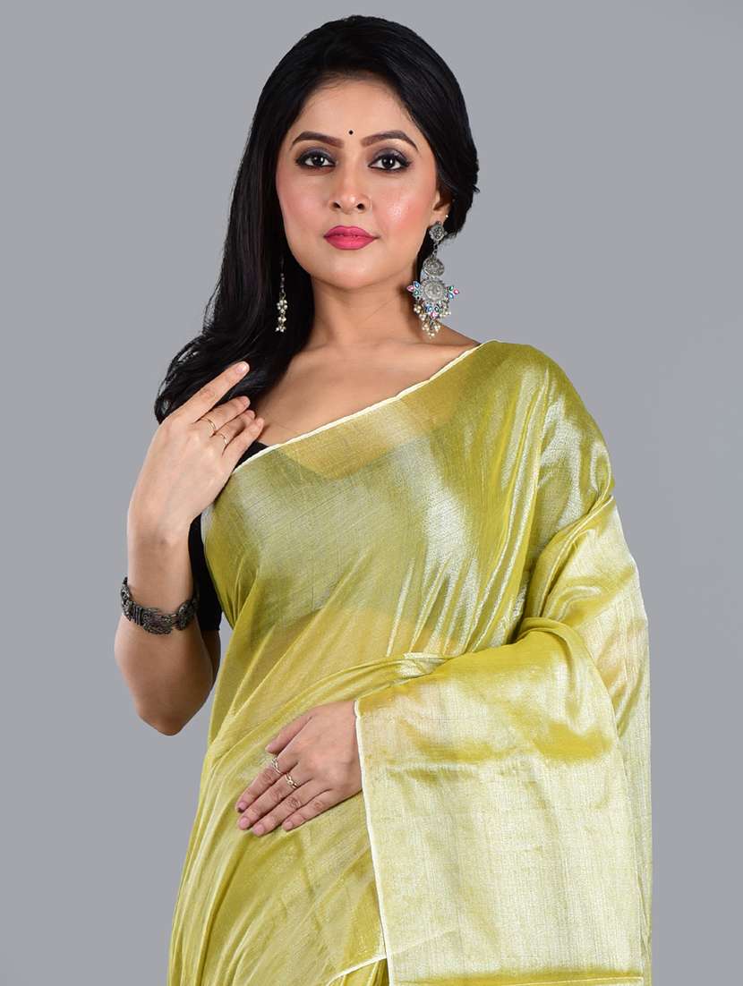 women solid plain saree with blouse - 21968610 -  Standard Image - 3