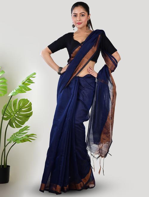 women solid with bordered saree with blouse - 21968613 - Standard Image - 0