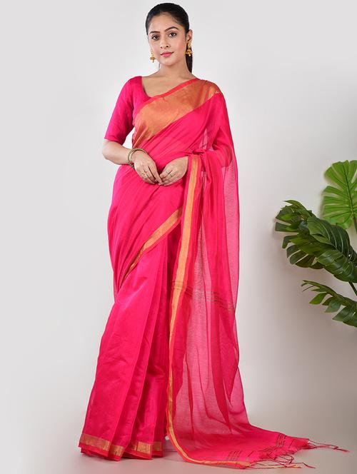 women solid with bordered saree with blouse - 21968614 -  Standard Image - 0
