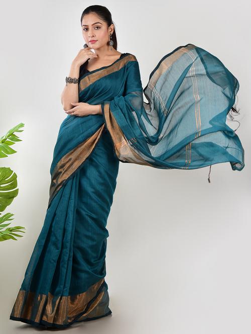 women solid with bordered saree with blouse - 21968616 -  Standard Image - 0