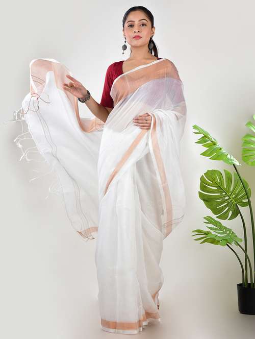 women solid with bordered saree with blouse - 21968618 -  Standard Image - 0