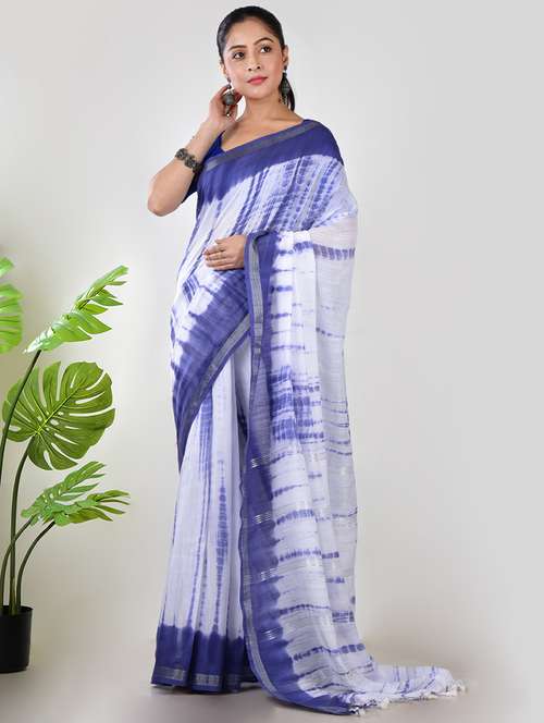 women blue printed saree with blouse - 21968624 -  Standard Image - 0