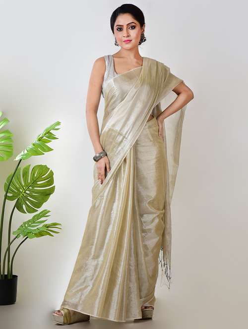 women solid plain saree with blouse - 21968627 - Standard Image - 0