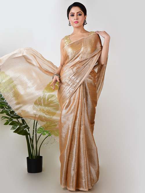 women solid plain saree with blouse - 21968629 - Standard Image - 0