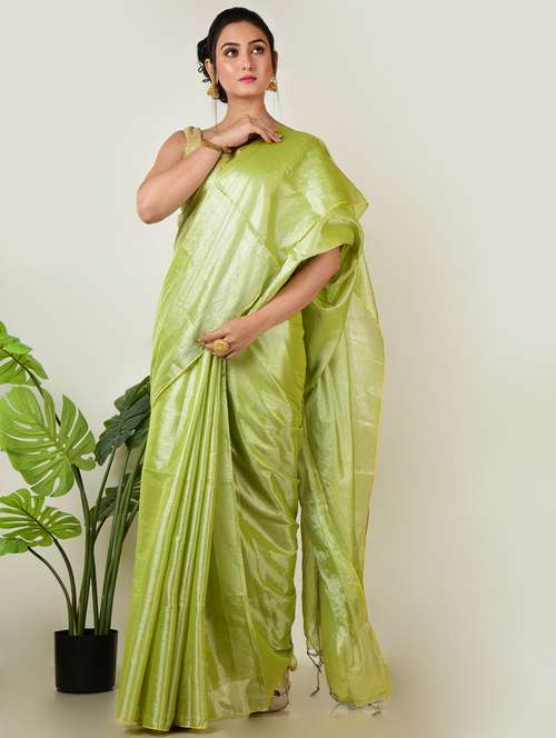 women solid plain saree with blouse - 21968635 - Standard Image - 0