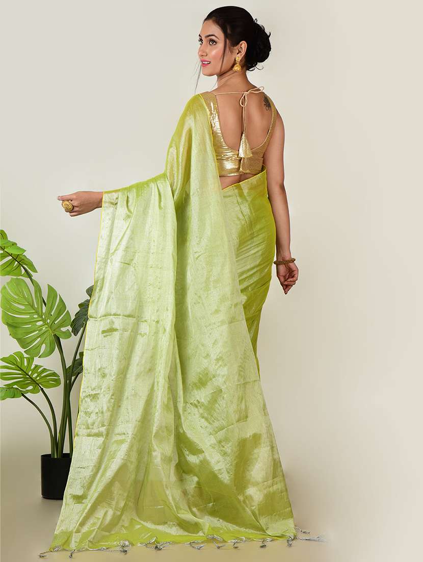 women solid plain saree with blouse - 21968635 - Standard Image - 3