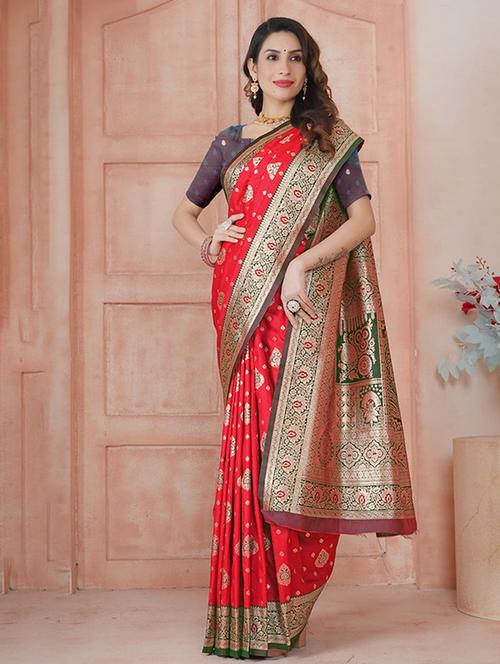 women self design banarasi saree with blouse - 21968664 -  Standard Image - 0