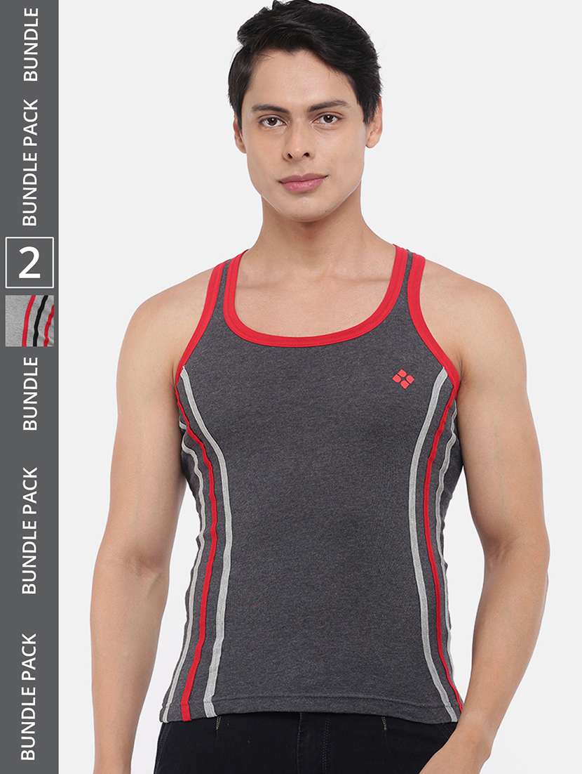 men pack of 2 striped scoop neck vest