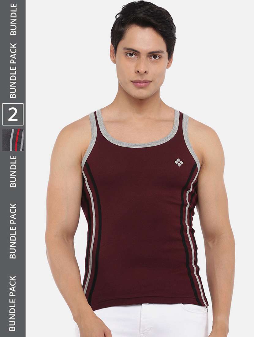 men pack of 2 striped scoop neck vest