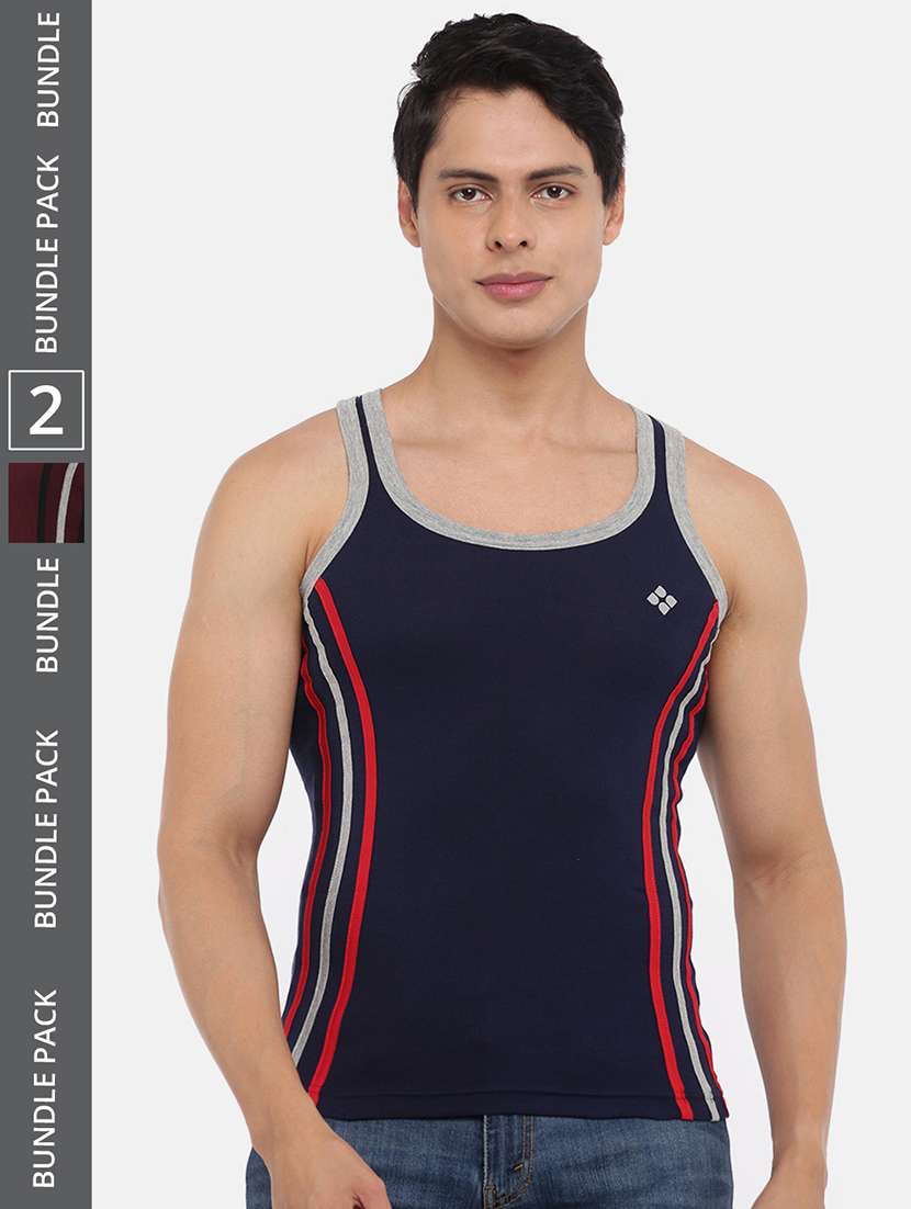 men pack of 2 striped scoop neck vest