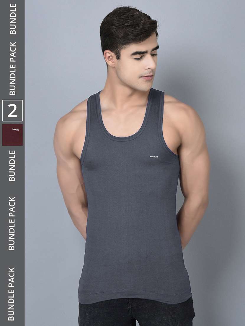 men pack of 2 solid scoop neck vest