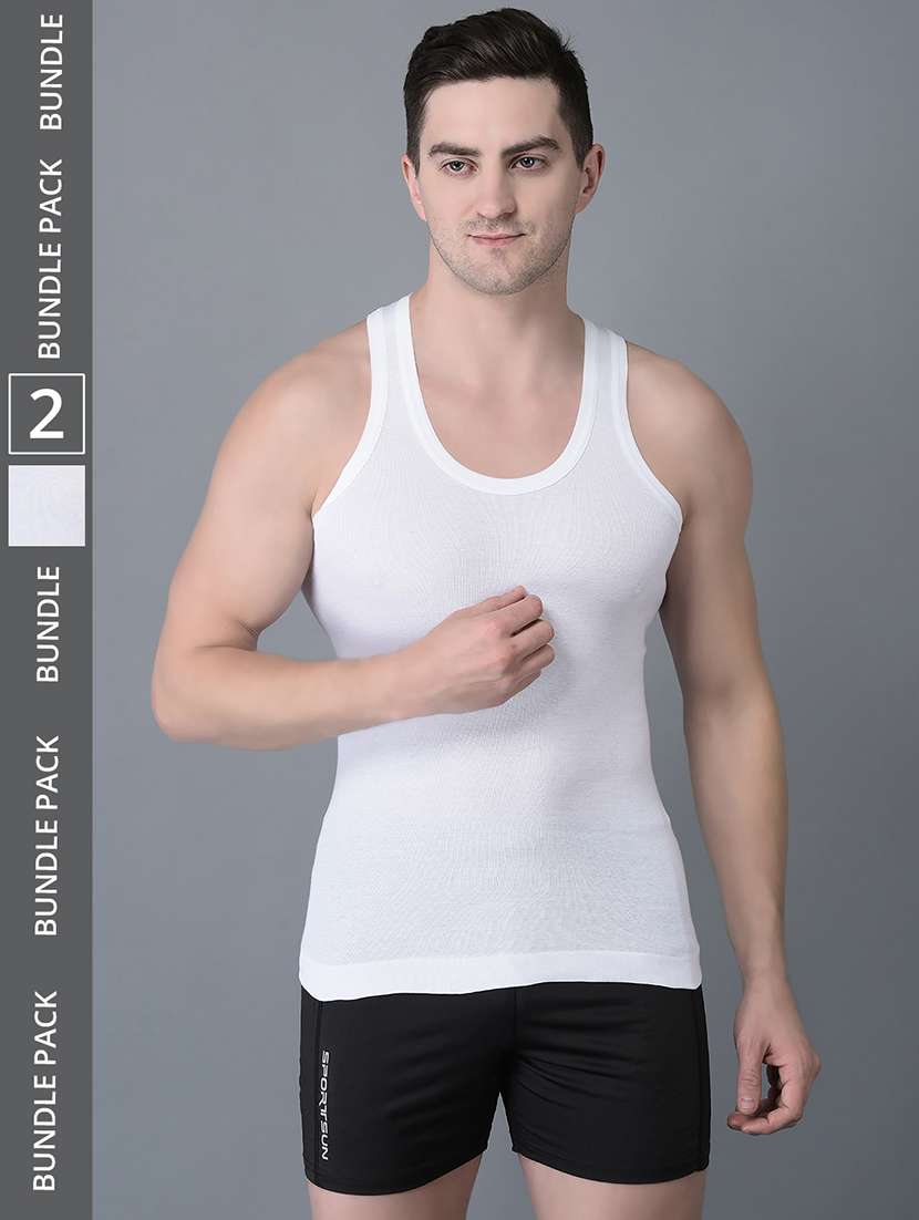 men pack of 2 solid scoop neck vest