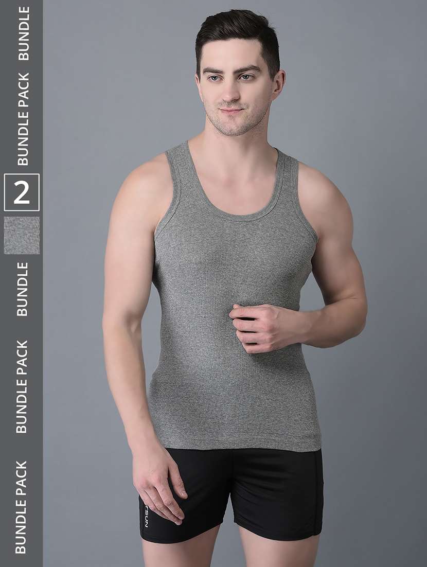 men pack of 2 solid scoop neck vest