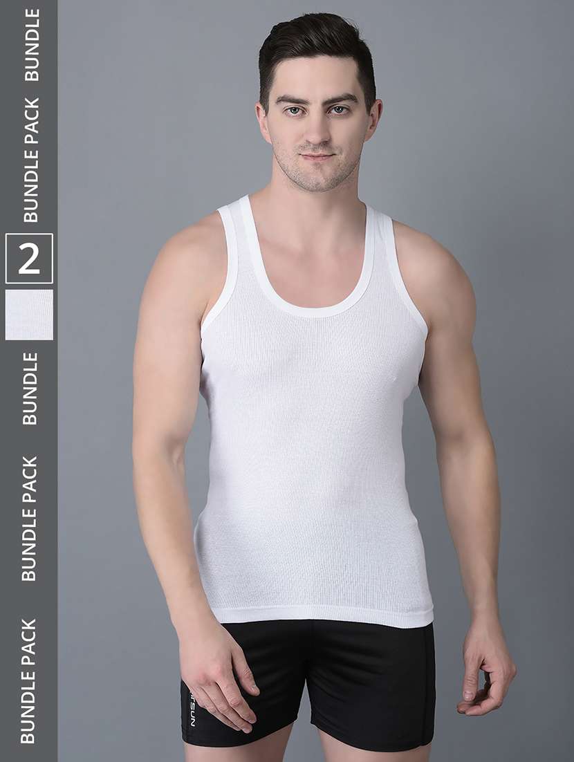 men pack of 2 solid scoop neck vest