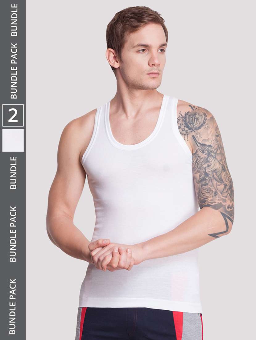 men pack of 2 solid scoop neck vest