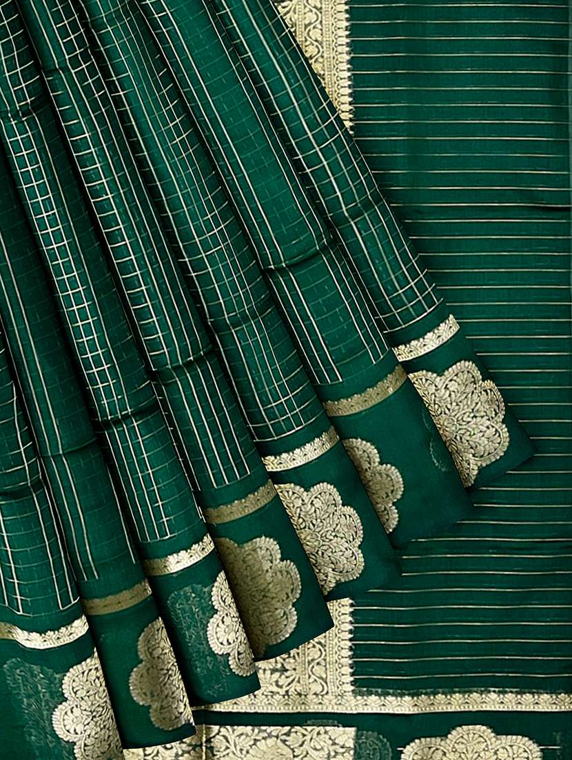 women checkered bordered saree with blouse - 21968732 - Standard Image - 3