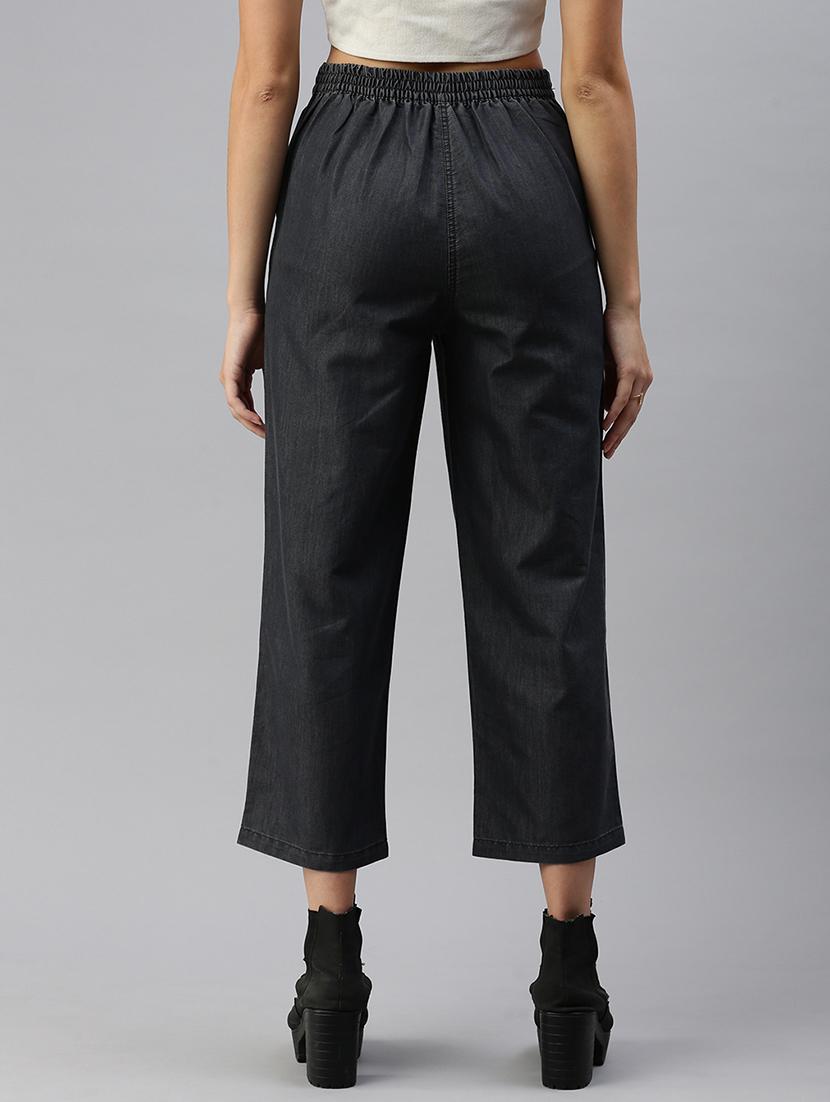 women solid high rise straight fit trouser - 21968738 - Standard Image - 3