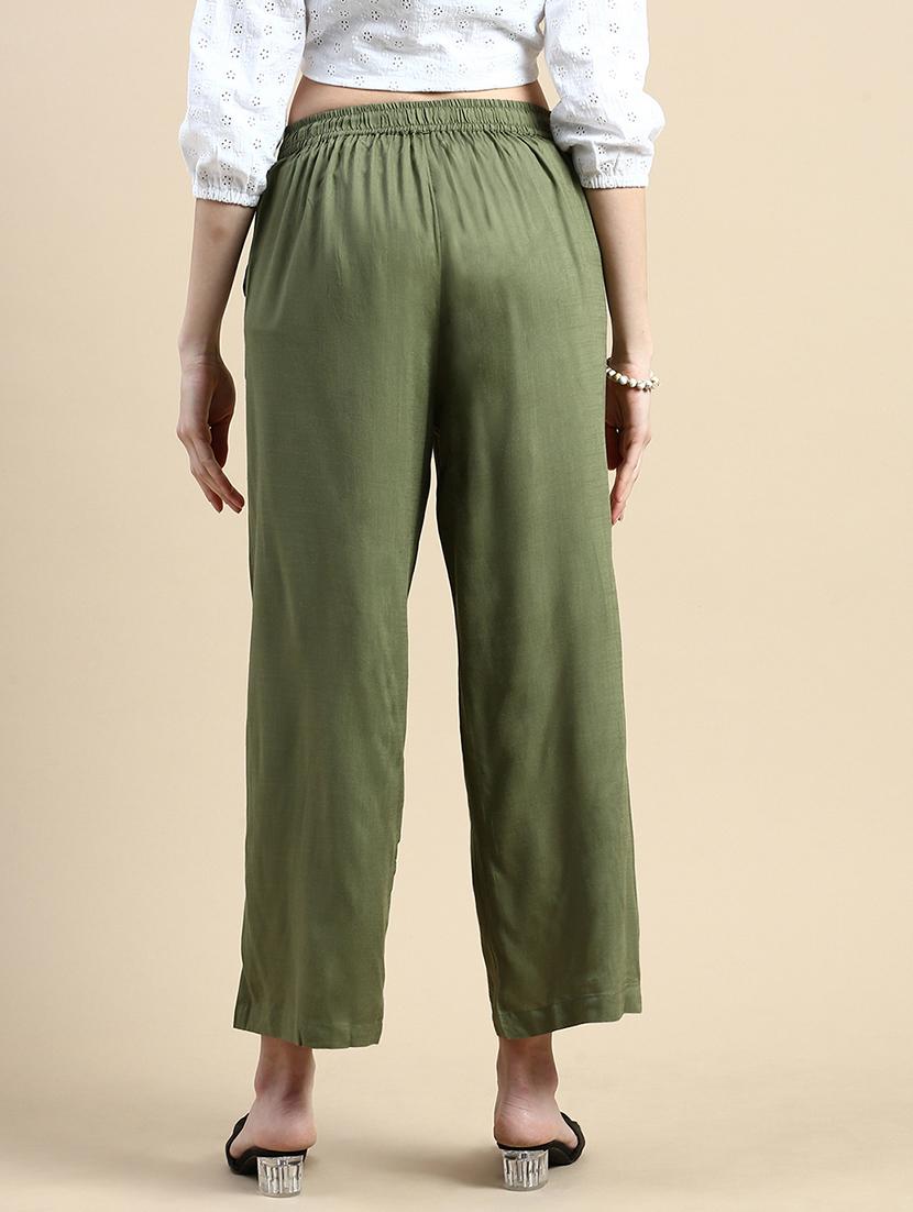 women solid high rise straight palazzo - 21968742 - Standard Image - 3