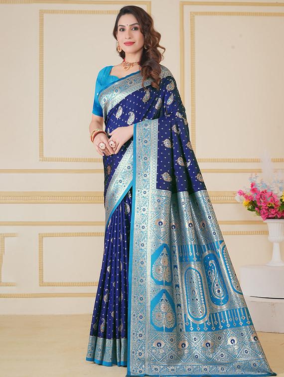 women self design banarasi saree with blouse