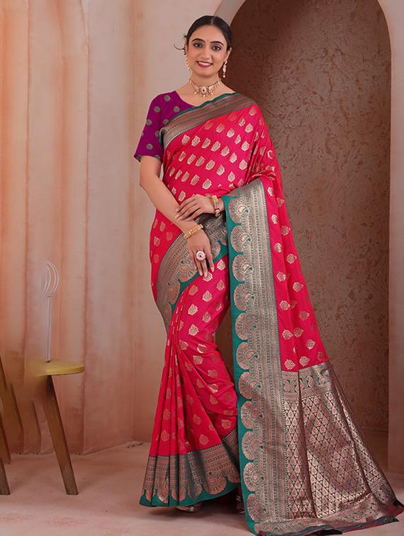 women self design banarasi saree with blouse - 21968758 - Zoom Image - 0