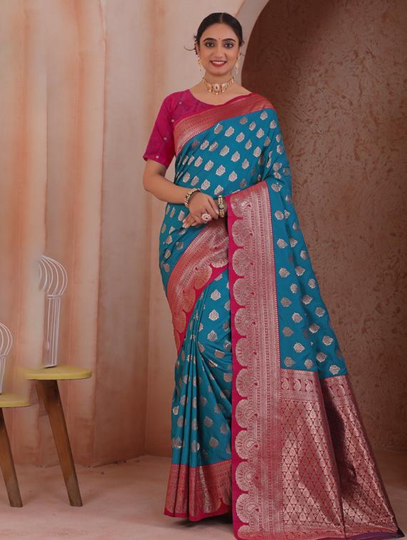 women self design banarasi saree with blouse - 21968759 - Zoom Image - 0