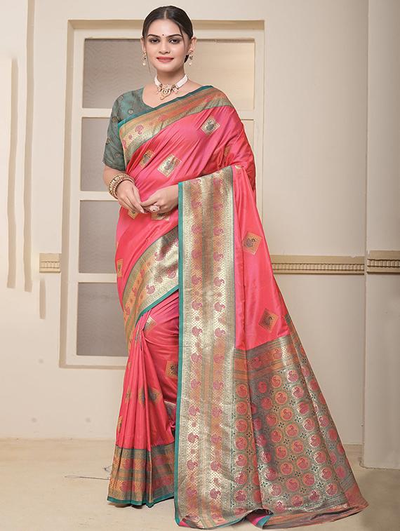 women self design banarasi saree with blouse
