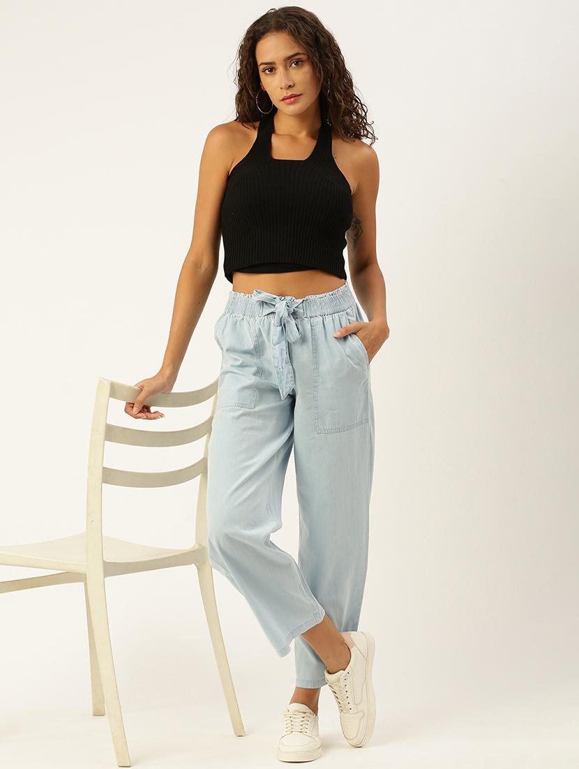 women solid high rise straight fit trouser - 21968815 - Standard Image - 3