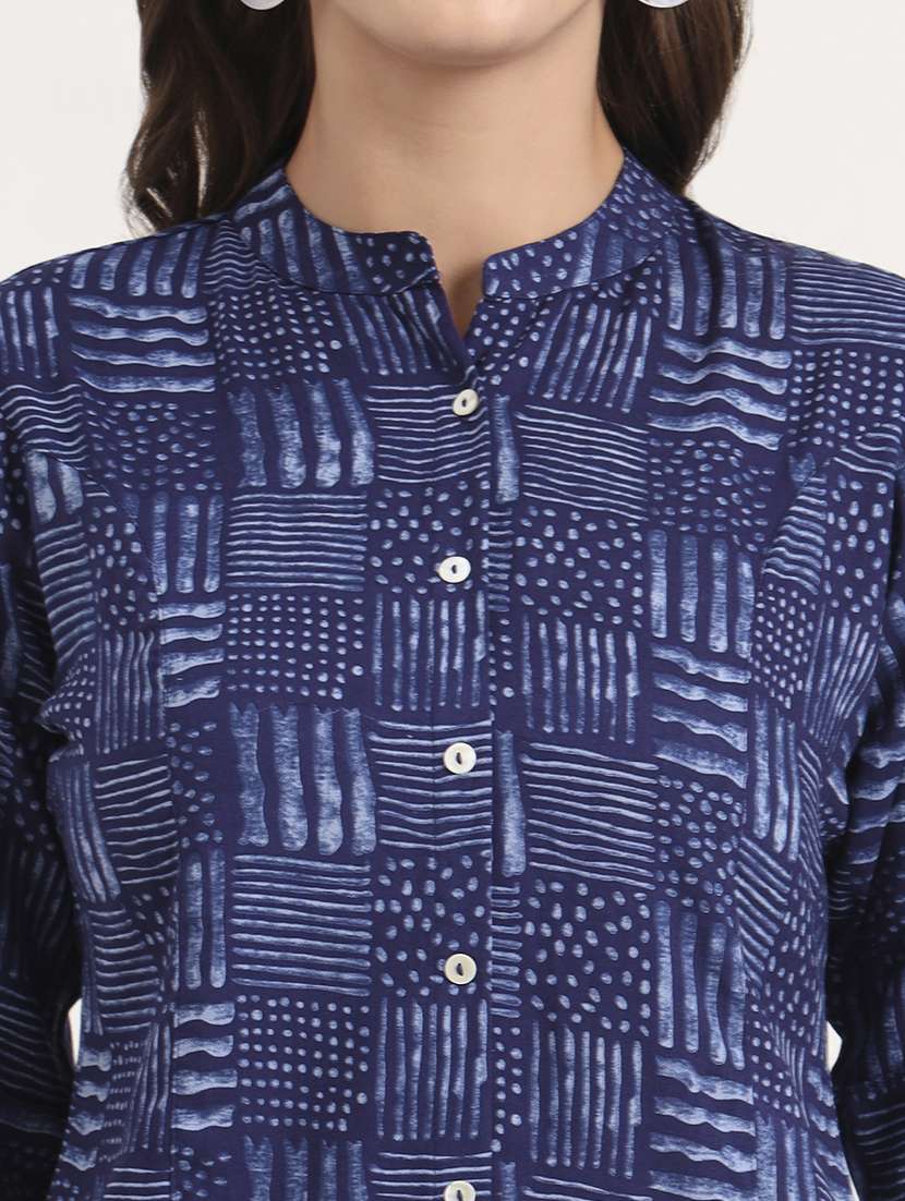 women printed mandarin neck ethnic top - 21968821 - Standard Image - 5