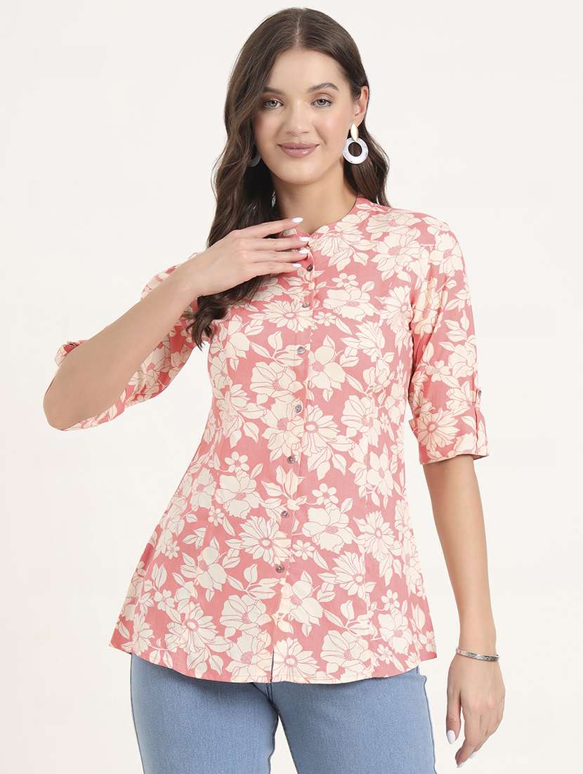 women printed mandarin neck ethnic top - 21968824 - Zoom Image - 0