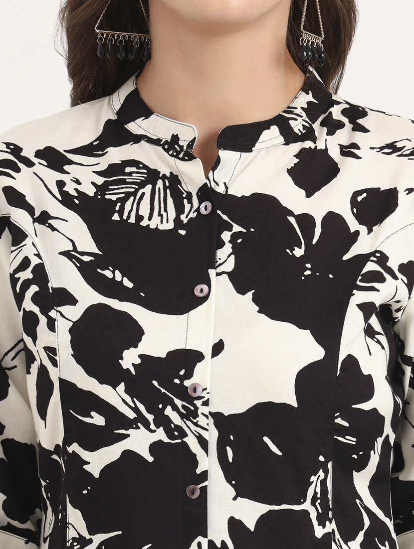 women printed mandarin neck ethnic top - 21968825 - Standard Image - 5