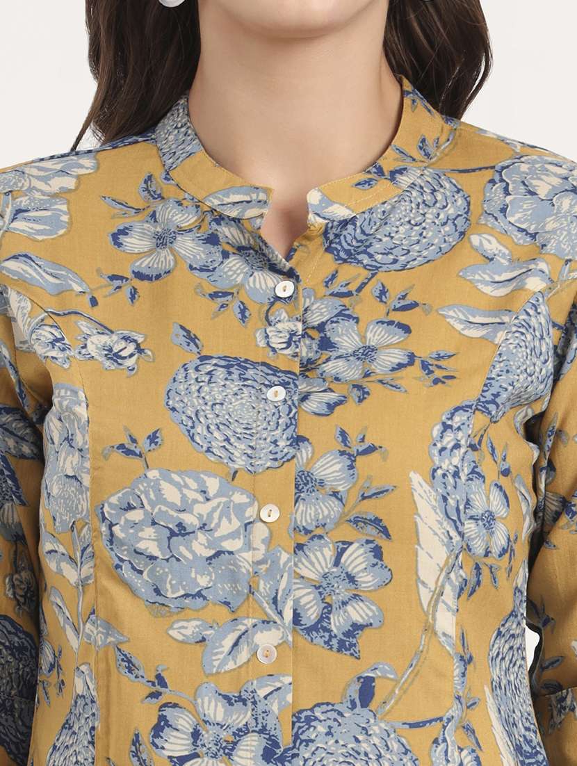 women floral print mandarin neck shirt style top - 21968826 - Standard Image - 5