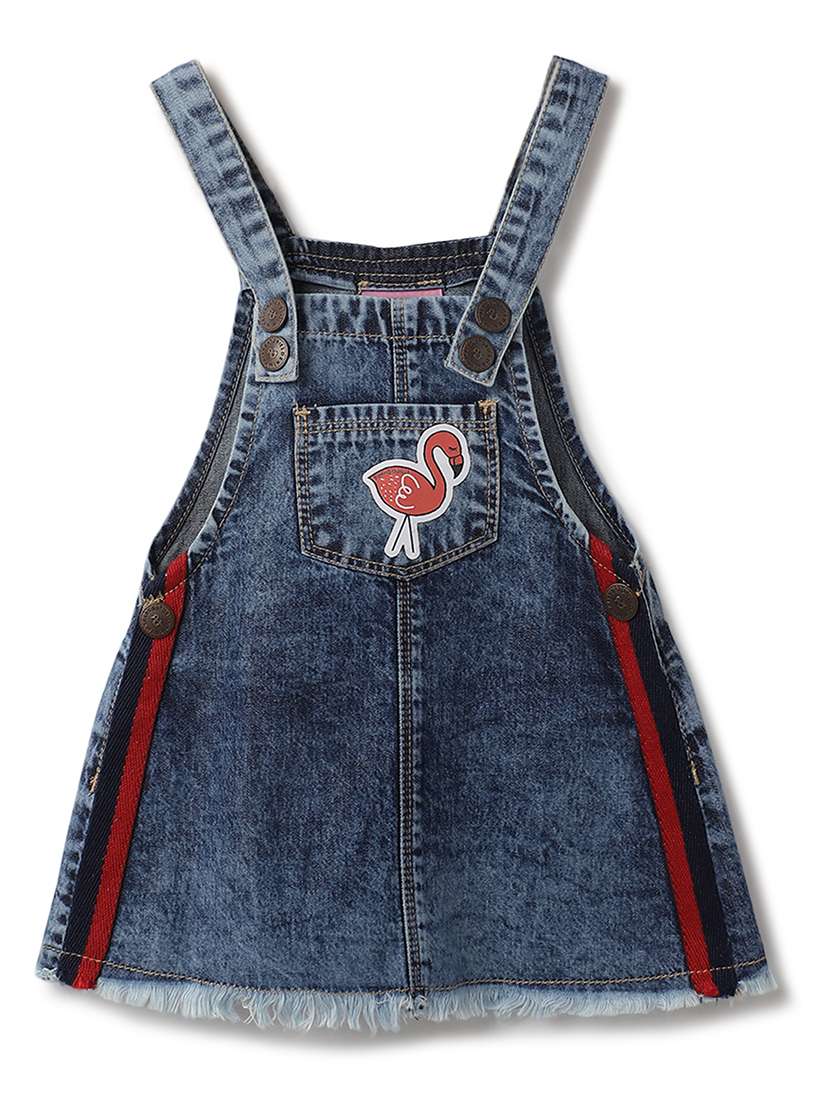 girls solid denim dungarees dress