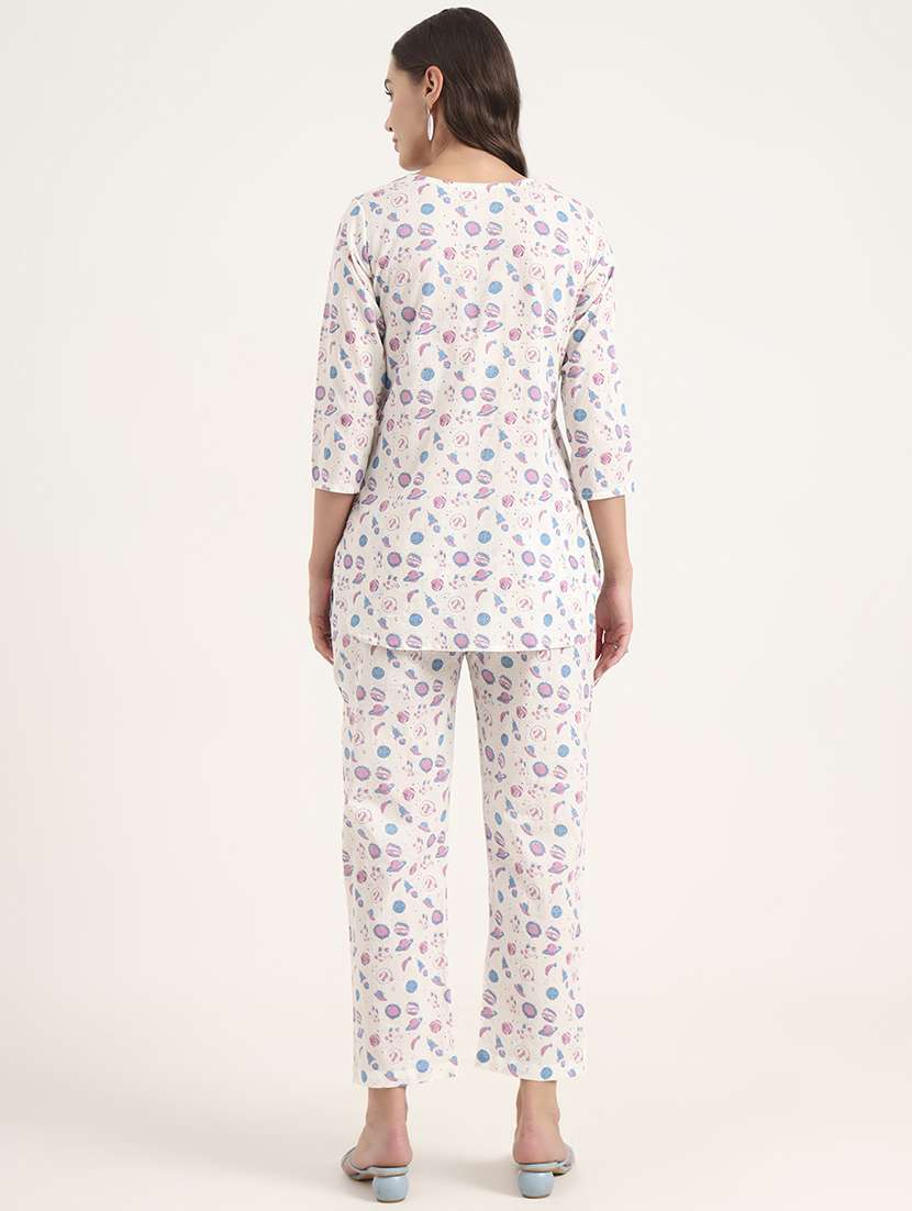 women printed notch neck co-ord set - 21969116 - Standard Image - 3