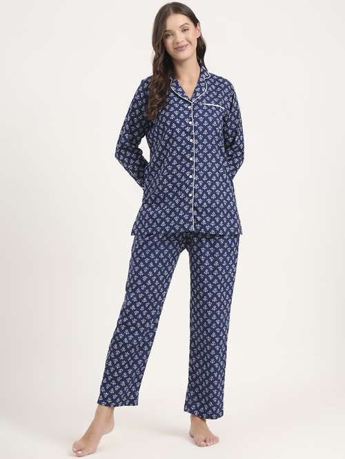 women printed long sleeve nightwear pyjama set - 21969121 - Standard Image - 0