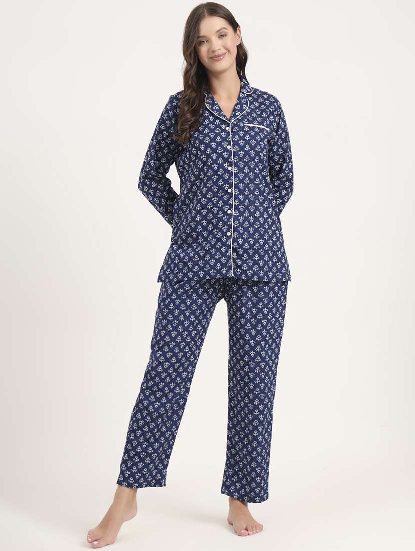 women printed long sleeve nightwear pyjama set - 21969121 - Zoom Image - 0
