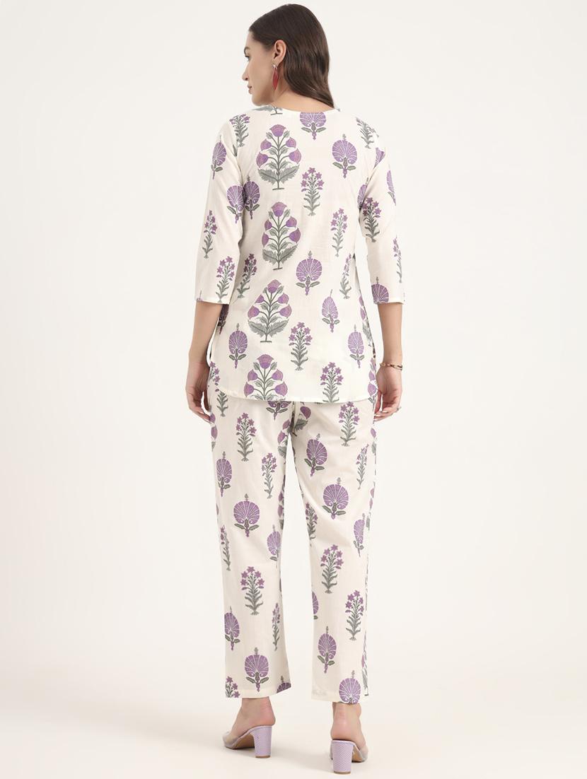 women printed notch neck co-ord set - 21969124 - Standard Image - 3